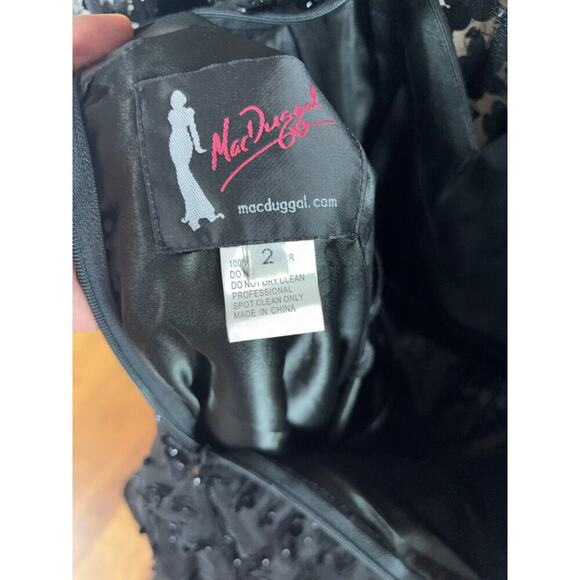 B69 Mac Duggal Dress Womens 2 Sheer Floral Audrey Hepburn Old Hollywood Wedding - Picture 10 of 10